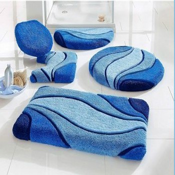 Polyacrylic jacquard luxury absorbent 5pcs set mats tufed anti-slipping latex back floor bathroom mat set