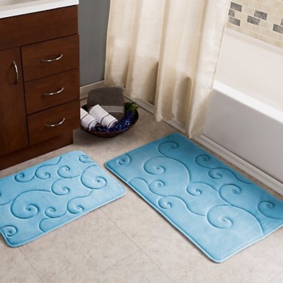 custom comfortable 2 pcs pack  indoor non slip Toilet Shower memory foam bathroom bath rug mat set